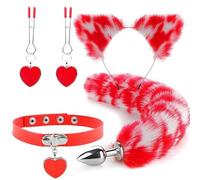 Plug Anal Collar con forma de corazón, cola de zorro, tapón Anal, horquilla con oreja de gato Sexy, diadema, juguete sexual, Kit Anal, Cosplay para parejas SM