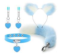 Plug Anal Collar con forma de corazón, cola de zorro, tapón Anal, horquilla con oreja de gato Sexy, diadema, juguete sexual, Kit Anal, Cosplay para parejas SM