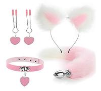 Plug Anal Collar con forma de corazón, cola de zorro, tapón Anal, horquilla con oreja de gato Sexy, diadema, juguete sexual, Kit Anal, Cosplay para parejas SM