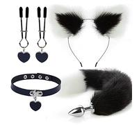 Plug Anal Collar con forma de corazón, cola de zorro, tapón Anal, horquilla con oreja de gato Sexy, diadema, juguete sexual, Kit Anal, Cosplay para parejas SM