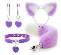 Plug Anal Collar con forma de corazón, cola de zorro, tapón Anal, horquilla con oreja de gato Sexy, diadema, juguete sexual, Kit Anal, Cosplay para parejas SM