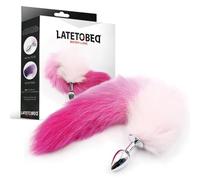 Plug Anal con Cola de Zorro Rosa y Blanca Talla S