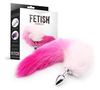 Plug anal con cola talla S - Rosa y blanca