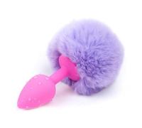 Plug anal con pompón talla S - Púrpura