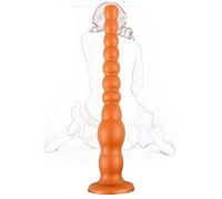 Plug Anal Consolador Anal Bolas Anales Butt Plug con Ventosa Silicona Grandes Cuentas Anales Masaje de Próstata Dilatador de Ano Pene Flexible Cuentas Anales Masturbadores(Gold)
