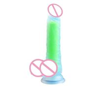 Plug Anal Consolador de gel de sílice arcoíris de 195MM, cristal transparente, masturbación femenina, masaje, juguete sexual, producto para adultos