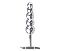 Plug anal de acero inoxidable, juguetes anales, tapón anal de metal, dilatador anal, compuesto por cinco cuentas, con asa, longitud 15,5 cm, diámetro máximo 3,2 cm, juguete sexual Sm para parejas