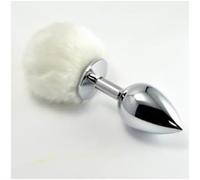 Plug Anal de Metal con Pompon Blanco Talla S