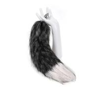 Plug Anal Diadema de conejo de Metal negro y rojo, Bola de cola larga de zorro, juego de tapón Anal con cuentas, juguete sexual, Cosplay para hombres y mujeres, pareja