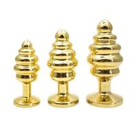 Plug Anal Dorado Pequeño Mediano Grande 3 tamaños por juego hilo de corazón Cuentas anales de metal Butt Plug BDSM Sex Toys Para Mujeres
