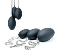 Plug anal en forma de huevo, bola anal en forma de huevo, consolador anal de silicona, masturbación vaginal con tapón anal de cadena de acero inoxidable, juguete sexual de masaje de próstata para(L)