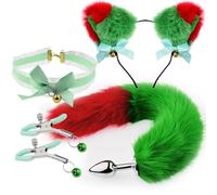 Plug Anal Enchufe anal con juguetes de sexo de la cola sexy plush tierras diademas de tierras collar collar de pezón masaje de tapón de pezón Para Cosplay de Navidad para adultos