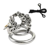 Plug Anal Jaula de castidad con bloqueo de pene de acero inoxidable, descarga eléctrica, jaula de Metal pequeña para pene, cinturón de Bondage, anillo, Electro tapón anal