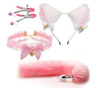 Plug Anal Juego de juguetes sexuales eróticos con BDSM, Cosplay, cola de perro, abrazadera para el pecho, tapón Anal Para, juguetes sexuales para hombres y mujeres y adultos