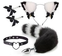 Plug Anal Juegos eróticos para adultos, tapón Anal de cola, diadema con orejas de gato, collar con campana, Gargantilla, gorros de felpa, Juguetes sexuales BDSM Para parejas
