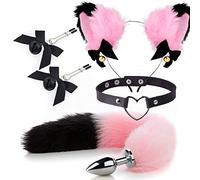 Plug Anal Juegos eróticos para adultos, tapón Anal de cola, diadema con orejas de gato, collar con campana, Gargantilla, gorros de felpa, Juguetes sexuales BDSM Para parejas