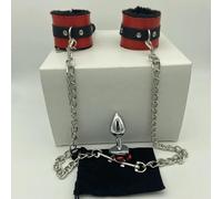 Plug Anal Kit de esclavitud sexual de la muñeca de bondage a la enchufe anal juguetes sexuales con cadena de metal Para Hombres mujeres gay bdsm esposas correas sm juegos