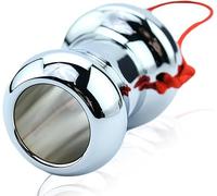 Plug anal metálico hueco túnel 6cm ø3.5cm apertura ø2.1cm juguete sexual BDSM fetiche plata brillante consolador anal hombres mujeres estimulación visual bondage lubricante discreto FOPS I35