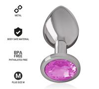 Plug Anal Metálico Intenso de Aluminio con Cristal Rosa Talla S, Talla 8 cm x 3.3 cm, Colores Púrpura