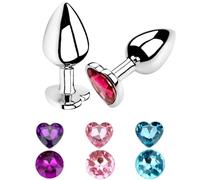Plug Anal Mini tapón Anal de acero inoxidable suave, corazón redondo de cristal, Metal, Bdsm, juguetes sexuales con cola Para, juegos fetiche para adultos para mujeres