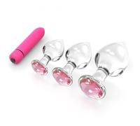 Plug Anal Tapón Anal de cristal transparente de 3 tamaños, masturbador vaginal, bola estimuladora, tapón Anal, consolador de vidrio suave, vibrador, Juguetes sexuales Gay
