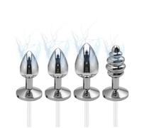 Plug Anal Tapón Anal de descarga eléctrica, tamaño pequeño, mediano y grande, tapón Anal de hilo de Metal, Electro próstata, Juguetes sexuales anales
