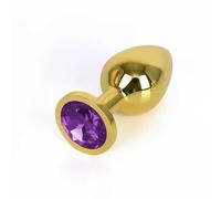 Plug Anal Tapón Anal redondo de Metal de 3 tamaños, joyería de cristal chapada en oro, tapón Anal, producto erótico Para, tapón Anal para mujer y hombre, masaje de punto G