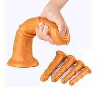 Pḷụġ Āṋálęș Para Hombre Mujer, Súper Grande Principiantęš Ġrandęš Prổstätě Ěstimulädổr Prổstätä Mäsäjěadổr Pḷüġ Hombrě Silîcona Jugụẹtẹș, 4 Tallas S / M / L / XL Juguetes De Entrenamiento,Oro,S