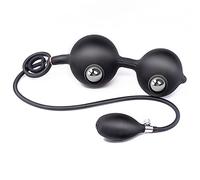 Plug de silicona inflable multifuncional con bomba y anillo, bolas de acero dobles incorporadas para estimulación anal y vaginal, juguetes sexuales para hombres y mujeres(Style-3)