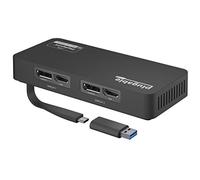Plugable Adaptador de Monitor Dual 4K DisplayPort y HDMI para USB 3.0 y USB-C, Compatible con Windows