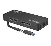 Plugable Adaptador para Monitor 4K Dual con Display Port y HDMI con Ethernet para USB 3.0 y USB-C - Compatible con Windows 10 y anteriores