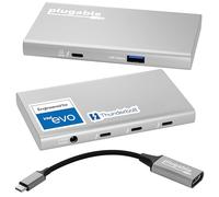 Plugable Hub USB 4, concentrador Thunderbolt 4 5 en 1 con Carga de 60 W, Pantalla única 8K o Doble 4K, Compatible con Mac y Windows, USB-C (1 Adaptador USB-C a HDMI Incluido), USB 4-HUB3A