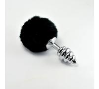 Plugs marca LoveToy Spiral Pompon Metal Plug Black