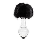 Plugs marca S Pleasures Crystal LEO es un plug de vidrio transparente con una colita de conejo negra diseñado para la estimulación anal