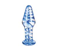Plugs marca S Pleasures Crystal LUX es un plug de vidrio transparente con detalles en el interior en color azul haciendo espirales y diseñado para la estimulación anal
