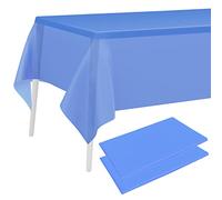 PLULON 2 Piezas Mantel Azul de Plástico 137 x 274 cm Cubierta Rectángulo para Mesa de Bodas, Cumpleaños, Fiesta Infantil y Decoraciones del Hogar