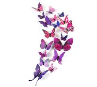 PLULON 48 PCS Pegatinas de Pared de Mariposas 3D Accesorios de Dormitorio para Niños Niñas Decoraciones de Mariposas DIY para el Hogar Habitación Jardín (Púrpura)