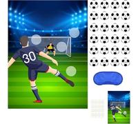 PLULON Juegos Fiesta fútbol para niños Pin The Soccer on The Goal Juegos Fiesta cumpleaños Póster fútbol con Pegatinas balón para Suministros Fiesta cumpleaños Actividades Familiares