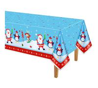 PLULON Mantel de Navidad Plástico Cubierta de Mesa de Papá Noel Copos de Nieve Rectángulo Mantel de Navidad 120 × 180 cm para Invierno Navidad Fiesta Fiesta Mesa Cena Decoraciones