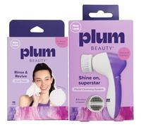 Plum Beauty Toallas faciales (15 toallas desechables) + cepillo de limpieza de doble velocidad, removedor de suciedad y maquillaje, suministros de esteticista, regalos de autocuidado para mujeres