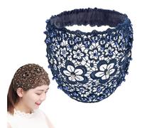 Plum Blossom Hollow Beaded Wide Headband, Beaded Wide-Brim Hair Hoop for Women, Elegant Plum Blossom Hollow Wide Headband, Non-slip Hair Accessory with Decorative Design (4Pcs) (Blue)