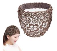 Plum Blossom Hollow Beaded Wide Headband, Beaded Wide-Brim Hair Hoop for Women, Elegant Plum Blossom Hollow Wide Headband, Non-slip Hair Accessory with Decorative Design (4Pcs) (Coffee)