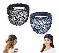 Plum Blossom Hollow Beaded Wide Headband, Elegant Plum Blossom Hollow Wide Headband for Women, Stylish Embellished Hairbands (2PCS-AC)