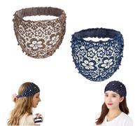 Plum Blossom Hollow Beaded Wide Headband, Elegant Plum Blossom Hollow Wide Headband for Women, Stylish Embellished Hairbands (2PCS-BC)