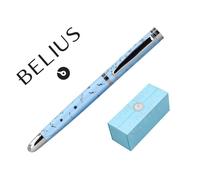 Pluma belius bella aluminio color azul celeste diseño plateado relieve tinta azul caja de diseño - BB332