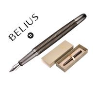 Pluma belius neptuno aluminio textura wavy color caqui tinta azul caja de diseño - BB241