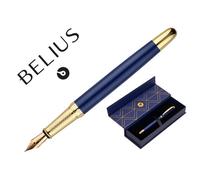 Pluma Belius Soiree Aluminio Color Art Deco Azul Marino Y Dorado Tinta Azul Caja De Diseño