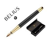 Pluma belius soiree aluminio color art deco negro y dorado tinta azul caja de diseño - BB256