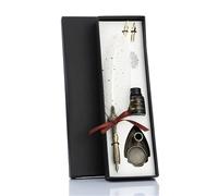 Pluma Caligrafia Pluma estilográfica de caligrafía con juego 2 puntas, pluma, escritura creativa, papelería vintage, textura clásica, caja regalo(White)