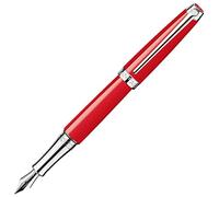pluma caran d-ache leman laca china roja escarlata adornos plateados rodiados plumin oro 18k rodiado con estuche